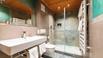 Habitación doble | Baño | Regadera, jabón, shampoo, papel de baño