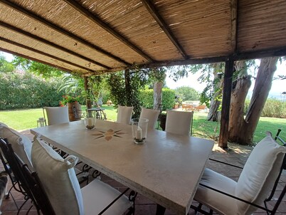 Luxury stone house, large private pool and stunning seaview, 3 golf courses nearby