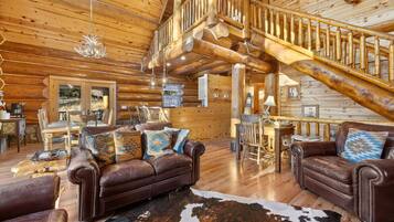 Smart TV, fireplace, foosball, books