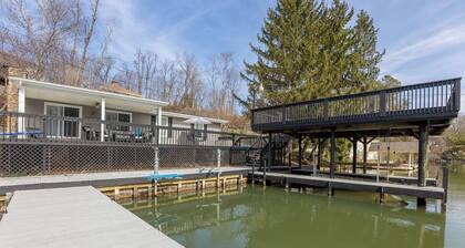 Charming lakefront retreat with spacious deck, private dock, and serene views—perfect for relaxation