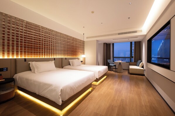 Comfort Twin kamer, uitzicht op de stad | Lakens van Egyptisch katoen, luxe beddengoed, donsdekens