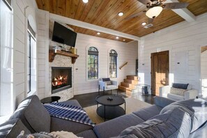 TV, fireplace, video games, offices