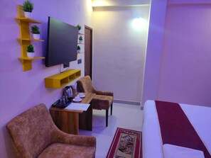 Premium bedding, blackout drapes, soundproofing, free WiFi