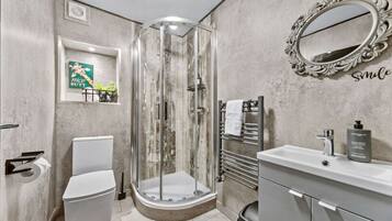 Hair dryer, towels, toilet paper