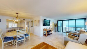 Living area - Sandarac 502b: Beachfront 3br Condo W/ Pool & Views 3 Bedroom Condo (Fort Myers Beach)