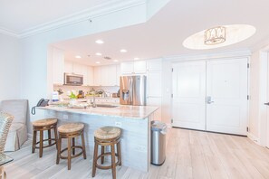Microwave, dishwasher, coffee/tea maker, toaster