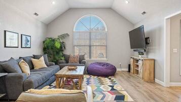 TV, fireplace, video games, offices