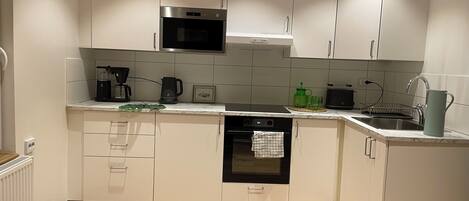 Appartement Supérieur, 2 lits une place | Cuisine privée | Grand réfrigérateur, micro-ondes, four, plaque de cuisson