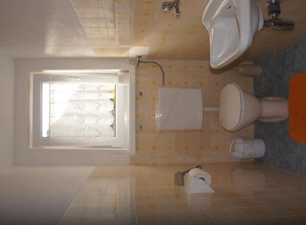 Hair dryer, towels, toilet paper