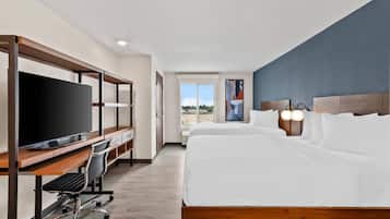 Suite, 2 Queen Beds, Non Smoking | Desk, laptop workspace, blackout curtains, soundproofing