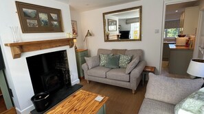 Fernseher, Kamin, Bücher