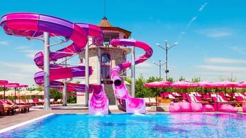 Seasonal outdoor pool, open 9:00 AM to 8:00 PM, free pool cabanas