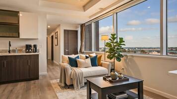 Smart TV, fireplace, stereo