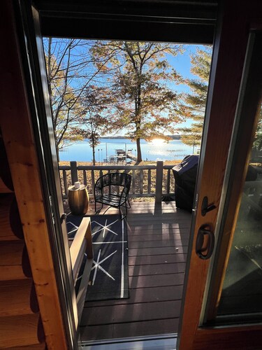 Escape to a Beautiful 4-Bedroom 2-Bath Waterfront Log Home in Danbury, Wisconsin