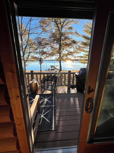 Escape to a Beautiful 4-Bedroom 2-Bath Waterfront Log Home in Danbury, Wisconsin