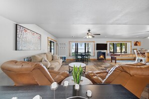 TV, fireplace, video games