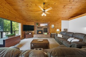 TV, fireplace, video games