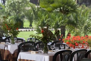 Outdoor banquet area