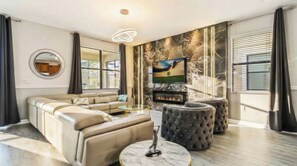 House, Multiple Beds, Pool Access, Pool View (1429TH CG) | Living area - Huge Home With Game Room & Theater Near Disney 1429 (Davenport)