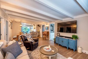 Smart TV, fireplace - Charming Riverfront 2/2 Cottage with Private Docks, Wifi, Cable, and A/C (Sebastian)