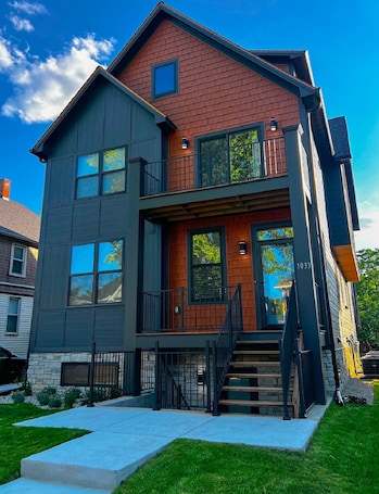 Exterior. Newly-built modern farmhouse condo available in Grosse Pointe Park!