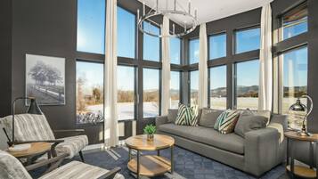 Smart TV, fireplace, foosball, table tennis