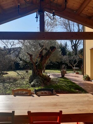 Outdoor dining - Casa Jolanda, independent house near Venice center with private park and garden (Venezia)