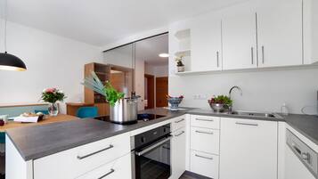 Fridge, oven, stovetop, dishwasher