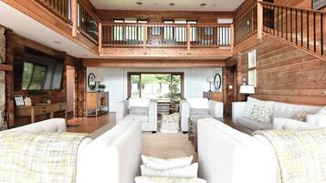 Smart TV, fireplace, video games, table football