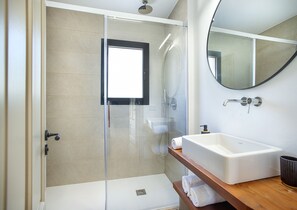 Douche, sèche-cheveux, serviettes fournies, papier toilette