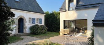 Two houses in a beautiful garden in Carnac, ideal for 2-3 families with children