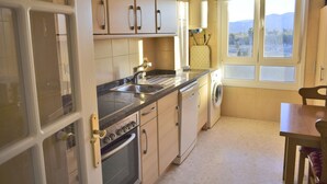 A compact kitchen with a built-in oven, a sink, and a washing machine. - Anacasa Tamarindo Oliva Nova Golf AP1001 (Oliva)