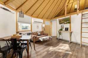 TV, offices - Bronco • Modern Yurt‑Cabin w/ Hot Tub + Swings (Canyon Lake)