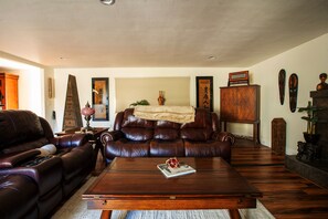 Smart TV, chimenea, videoteca y estéreo