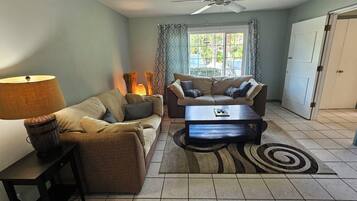 Smart TV, video games, foosball, books