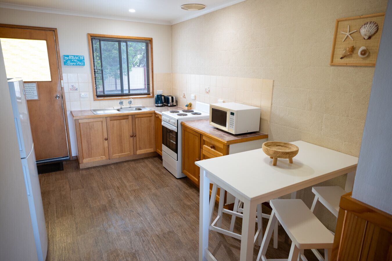 Fridge, microwave, stovetop, toaster