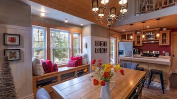 Classic Chalet | Private kitchen | Full-size fridge, microwave, oven, stovetop