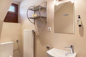 Shower, hair dryer, towels - Room 16 (budget double room) with mountain view, balcony and Wi-Fi (Seefeld in Tirol)