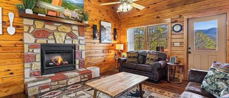 Smart TV, fireplace, table football