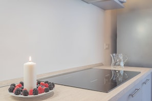 Apartment (Ginko Apartment) | Private kitchen | Full-size fridge, microwave, oven, electric kettle - Luxury Apartments in Villa Cardinal Ciceri by Rent all Como (San Fermo della Battaglia)