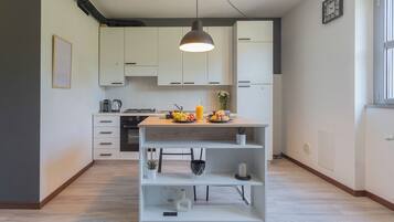 Apartment (0 Bedroom) | Private kitchenette | Oven, espresso maker, electric kettle, highchair
