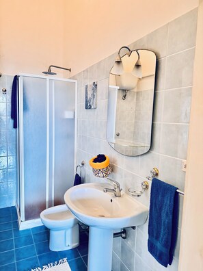Dusche, Haartrockner, Bidet, Handtücher