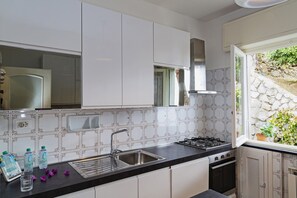 Fridge, oven, dishwasher, coffee/tea maker