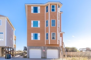 Exterior - Dolphin's Den - 6BR Oceanfront home - elevator, sun decks! (North Topsail Beach)