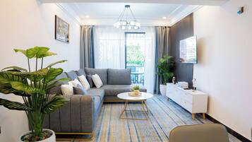 Superior Apartment, 1 Bedroom, Private Bathroom, City View | Living area