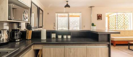 Fridge, microwave, toaster