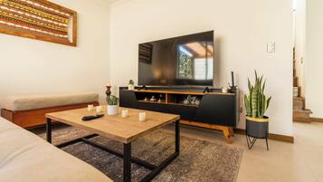 TV, fireplace