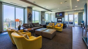 TV, fireplace, offices