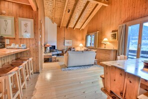Basic Chalet | Living area | TV, fireplace - Chalet Arnica (Fiesch)