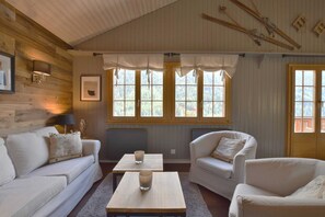 Basic Chalet | Living area | TV, fireplace, books - Chalet La Neuf (Goms)